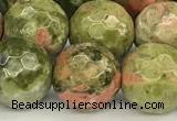 CUG197 15 inches 10mm faceted round unakite beads wholesale