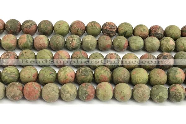 CUG208 15 inches 10mm round matte unakite beads