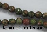 CUG300 15.5 inches 4mm faceted round unakite gemstone beads