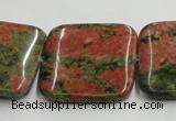 CUG51 16 inches 30*30mm square natural unakite gemstone beads wholesale