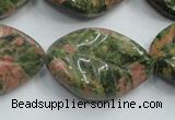 CUG64 16 inches 22*30mm twisted leaf natural unakite beads wholesale