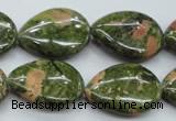 CUG70 15.5 inches 18*25mm flat teardrop unakite gemstone beads