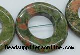 CUG77 15.5 inches 40mm donut unakite gemstone beads wholesale