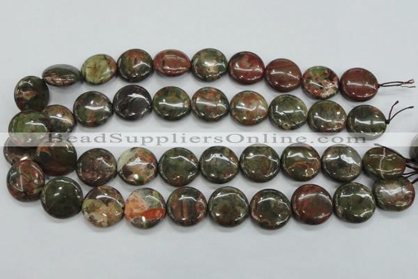 CUJ01 15.5 inches 20mm flat round autumn jasper gemstone beads