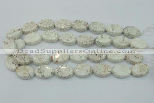 CWB01 15.5 inches 18*25mm carved oval natural white howlite gemstone beads