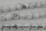 CWB212 15.5 inches 8mm faceted round natural white howlite beads