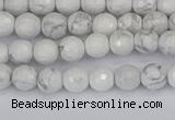 CWB230 15.5 inches 4mm faceted round white howlite beads