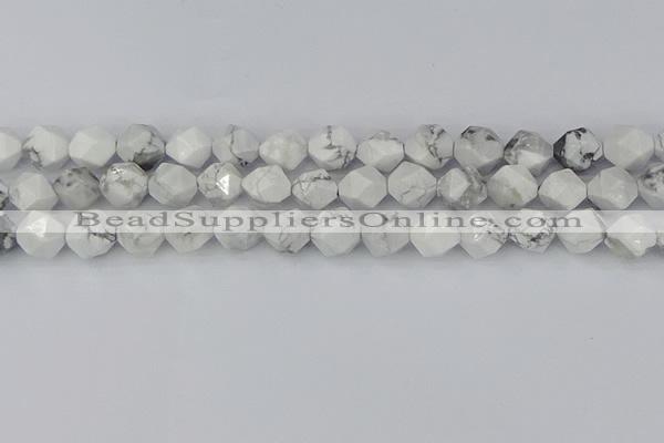 CWB240 15.5 inches 10mm faceted nuggets white howlite beads