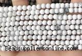 CWB250 15.5 inches 4mm round matte white howlite beads wholesale