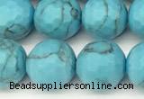 CWB261 15 inches 8mm faceted round howlite turquoise beads