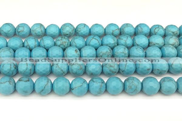 CWB262 15 inches 10mm faceted round howlite turquoise beads