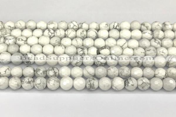 CWB265 15 inches 6mm faceted round howlite turquoise beads