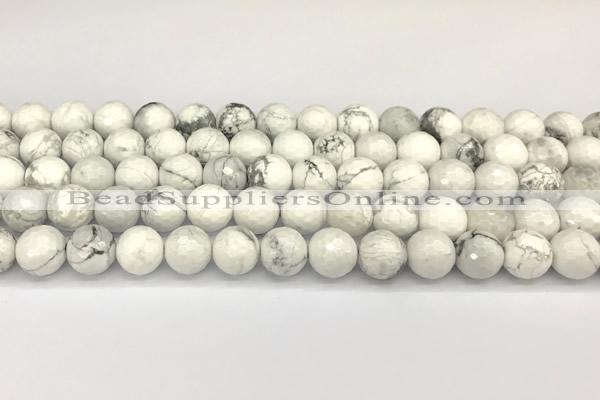 CWB266 15 inches 8mm faceted round howlite turquoise beads