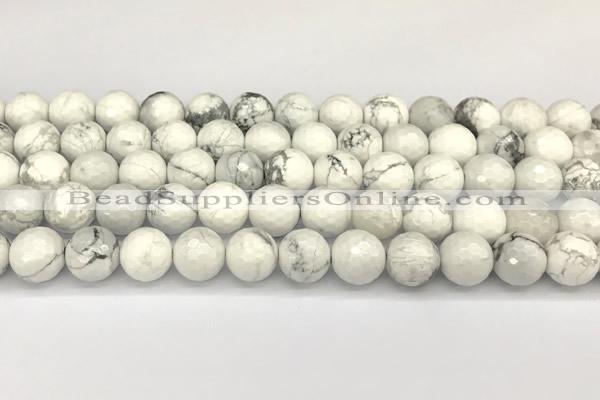 CWB267 15 inches 10mm faceted round howlite turquoise beads