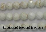 CWB302 15.5 inches 8mm faceted round howlite turquoise beads