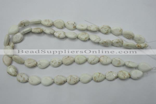 CWB363 15.5 inches 12*16mm flat teardrop howlite turquoise beads