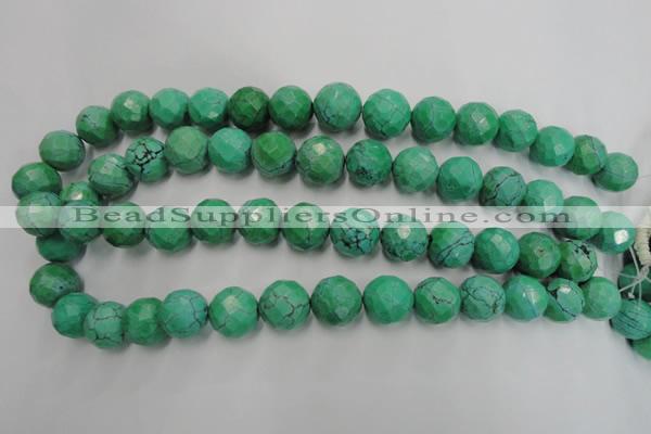 CWB406 15.5 inches 16mm faceted round howlite turquoise beads