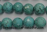 CWB424 15.5 inches 12mm faceted round howlite turquoise beads