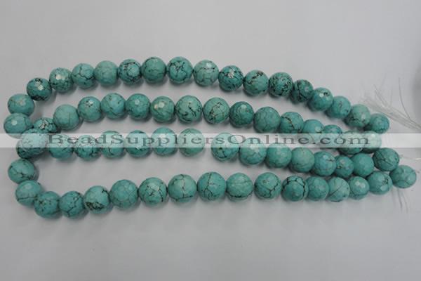 CWB424 15.5 inches 12mm faceted round howlite turquoise beads