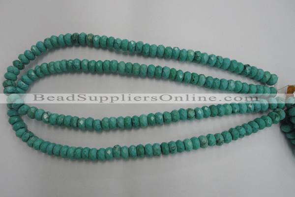 CWB442 15.5 inches 5*8mm faceted rondelle howlite turquoise beads