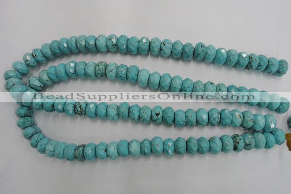 CWB447 15.5 inches 8*12mm faceted rondelle howlite turquoise beads