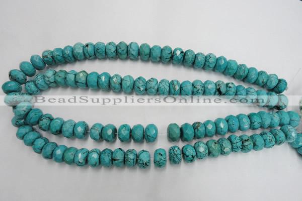 CWB448 15.5 inches 8*12mm faceted rondelle howlite turquoise beads