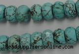 CWB449 15.5 inches 8*12mm faceted rondelle howlite turquoise beads