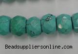 CWB452 15.5 inches 10*14mm faceted rondelle howlite turquoise beads