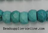 CWB454 15.5 inches 10*14mm faceted rondelle howlite turquoise beads