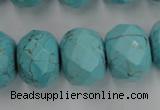 CWB462 15.5 inches 14*20mm faceted rondelle howlite turquoise beads