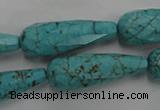 CWB472 15.5 inches 10*30mm faceted teardrop howlite turquoise beads