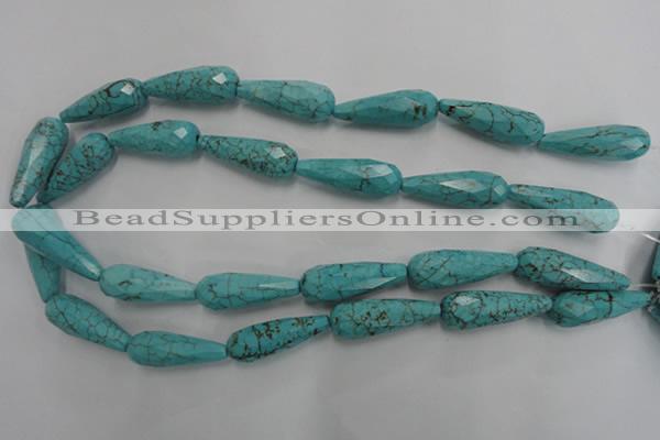 CWB472 15.5 inches 10*30mm faceted teardrop howlite turquoise beads