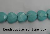 CWB491 15.5 inches 10*10mm faceted heart howlite turquoise beads