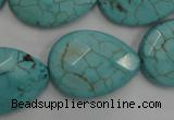 CWB506 15.5 inches 18*25mm faceted flat teardrop howlite turquoise beads