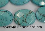 CWB516 15.5 inches 18*25mm faceted oval howlite turquoise beads