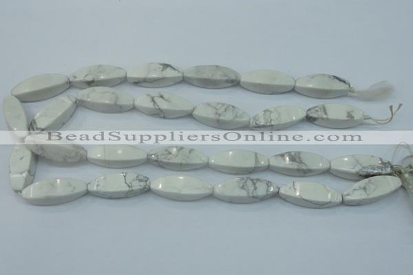 CWB52 15.5 inches 10*30mm twisted rice natural white howlite gemstone beads