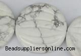 CWB64 15.5 inches 40mm carved coin natural white howlite beads wholesale