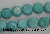 CWB702 15.5 inches 11mm flat round howlite turquoise beads