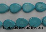 CWB722 15.5 inches 10*14mm flat teardrop howlite turquoise beads