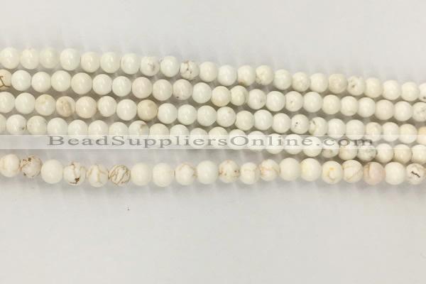 CWB800 15.5 inches 4mm round white howlite turquoise beads