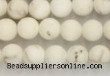 CWB811 15.5 inches 4mm round matte white howlite turquoise beads