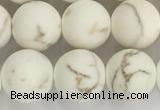 CWB814 15.5 inches 10mm round matte white howlite turquoise beads