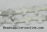 CWB88 15.5 inches 12*15mm cross natural white howlite beads