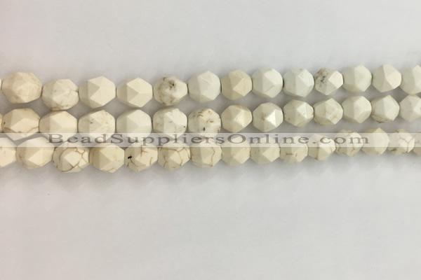 CWB885 15.5 inches 6mm faceted nuggets white howlite turquoise beads