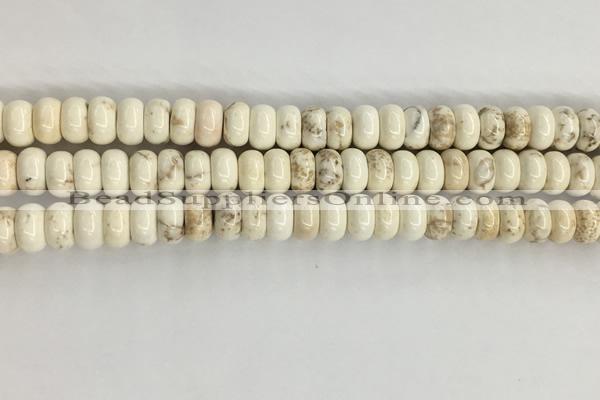 CWB896 15.5 inches 5*8mm rondelle white howlite turquoise beads