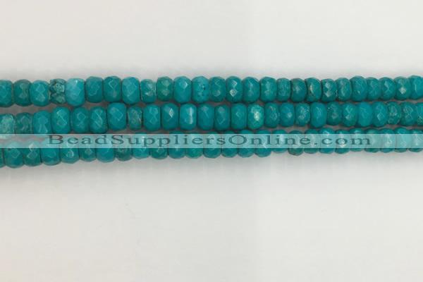 CWB903 15.5 inches 5*8mm faceted rondelle howlite turquoise beads