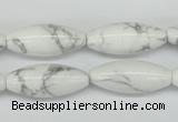 CWB92 15.5 inches 10*25mm rice natural white howlite beads