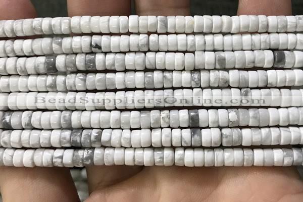 CWB920 15.5 inches 2*4mm heishi white howlite turquoise beads