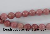 CWF01 15.5 inches 6mm faceted round pink wooden fossil jasper beads