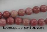 CWF12 15.5 inches 8mm round pink wooden fossil jasper beads wholesale